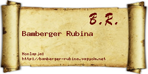 Bamberger Rubina névjegykártya